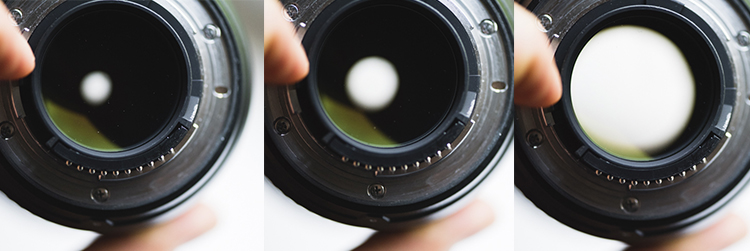 Open aperture of the lens
